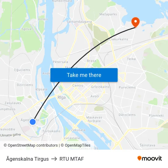 Āgenskalna Tirgus to RTU MTAF map
