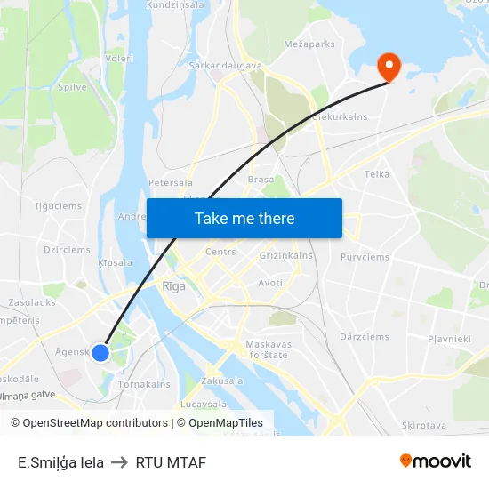 E.Smiļģa Iela to RTU MTAF map