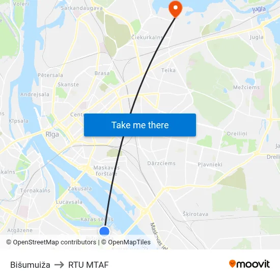 Bišumuiža to RTU MTAF map