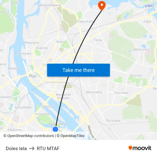 Doles Iela to RTU MTAF map