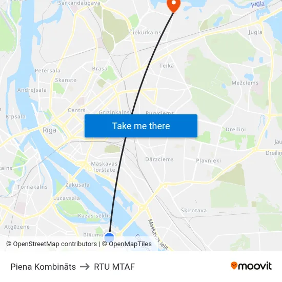 Piena Kombināts to RTU MTAF map