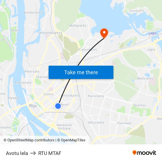 Avotu Iela to RTU MTAF map