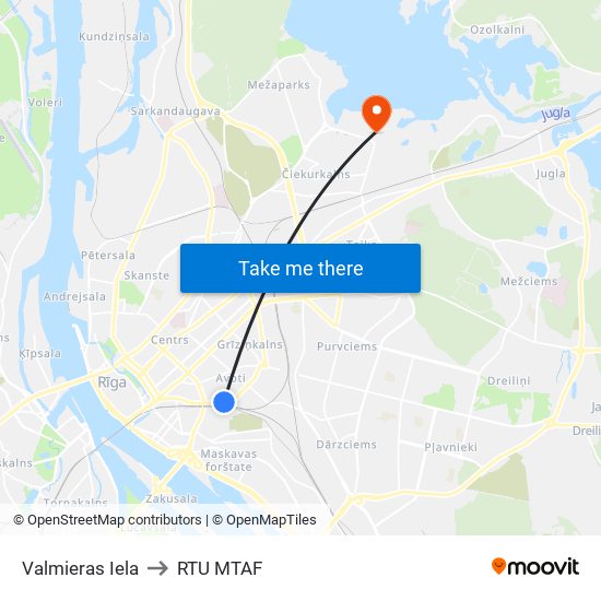 Valmieras Iela to RTU MTAF map