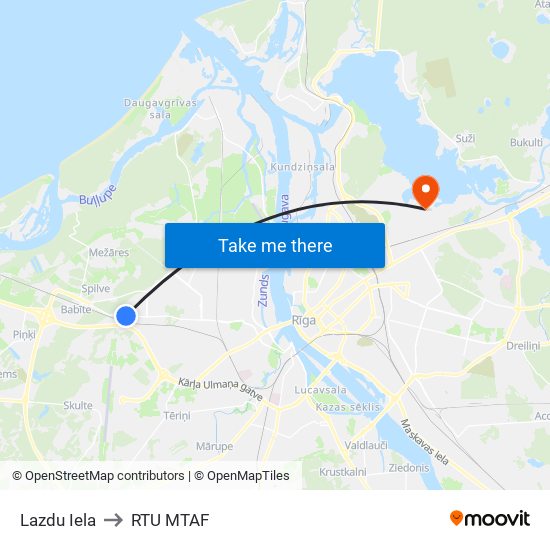 Lazdu Iela to RTU MTAF map