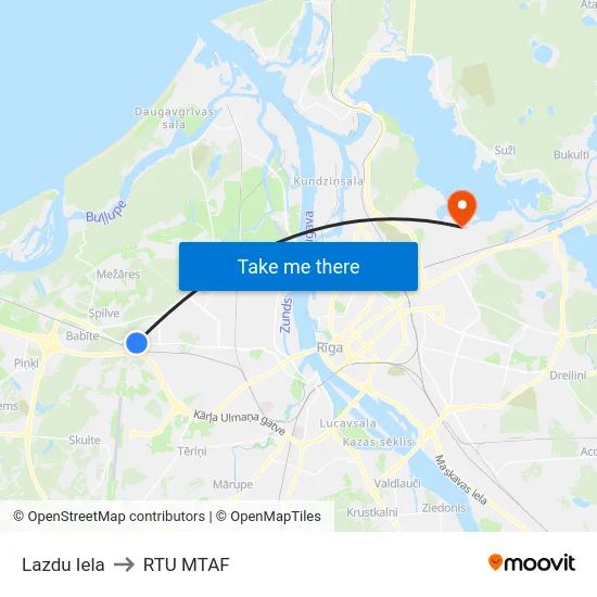 Lazdu Iela to RTU MTAF map