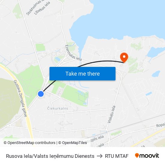 Rusova Iela/Valsts Ieņēmumu Dienests to RTU MTAF map