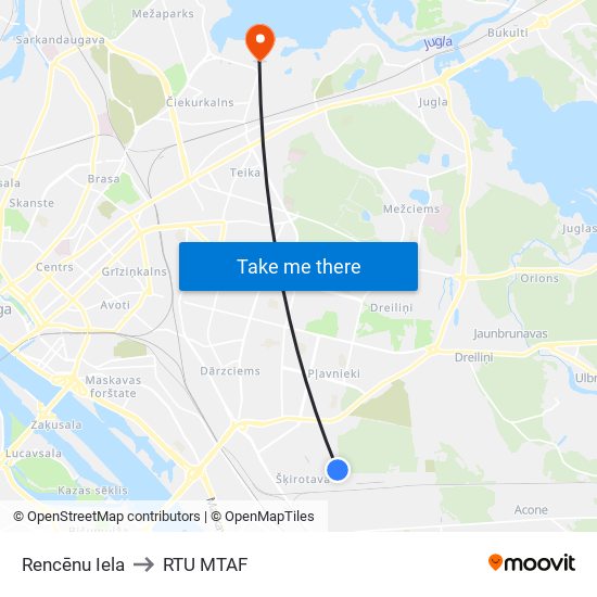 Rencēnu Iela to RTU MTAF map