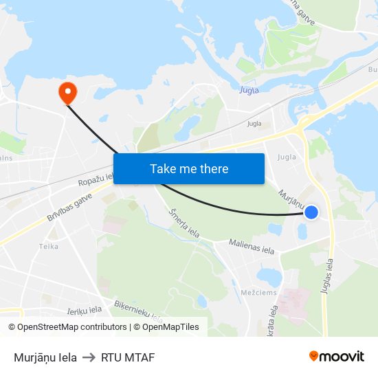 Murjāņu Iela to RTU MTAF map