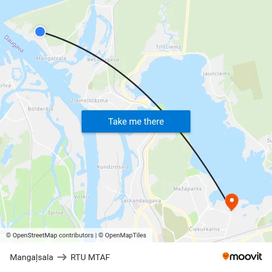 Mangaļsala to RTU MTAF map