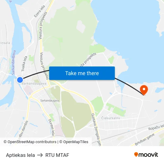 Aptiekas Iela to RTU MTAF map
