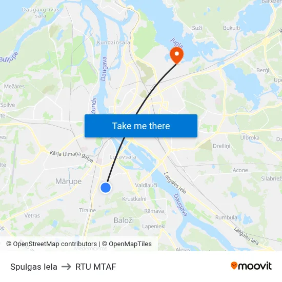 Spulgas Iela to RTU MTAF map