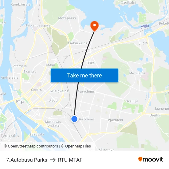7.Autobusu Parks to RTU MTAF map