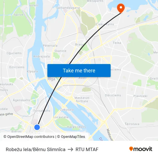 Robežu Iela/Bērnu Slimnīca to RTU MTAF map