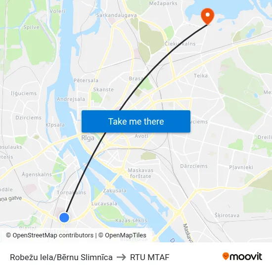Robežu Iela/Bērnu Slimnīca to RTU MTAF map