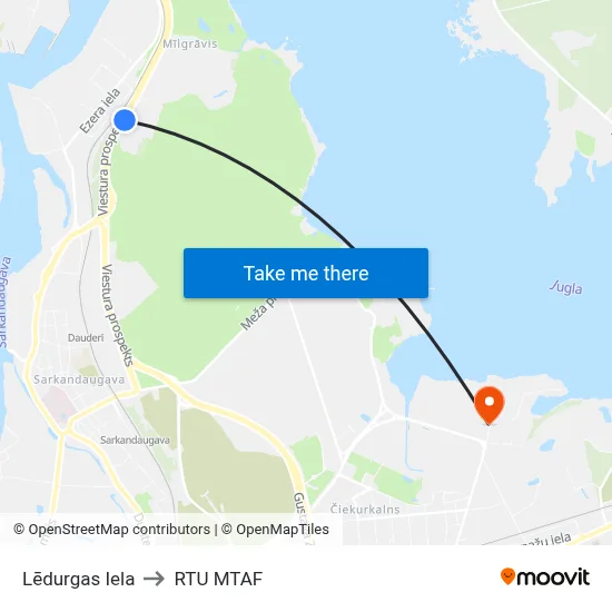 Lēdurgas Iela to RTU MTAF map