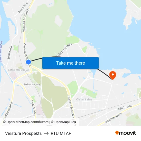 Viestura Prospekts to RTU MTAF map