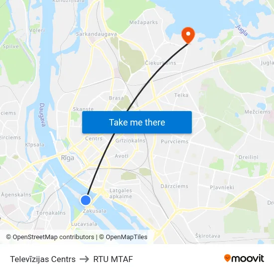 Televīzijas Centrs to RTU MTAF map