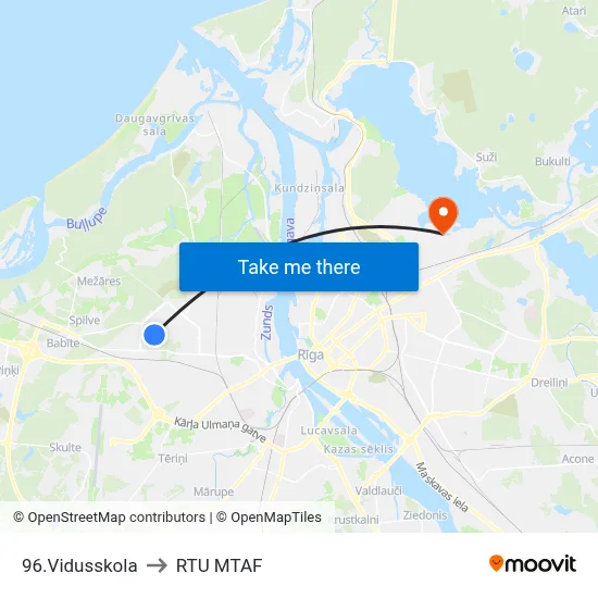 96.Vidusskola to RTU MTAF map