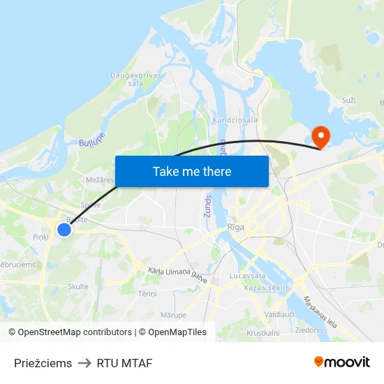 Priežciems to RTU MTAF map