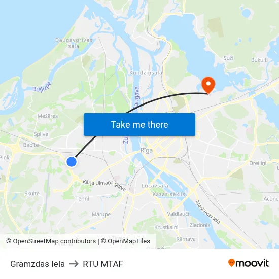 Gramzdas Iela to RTU MTAF map