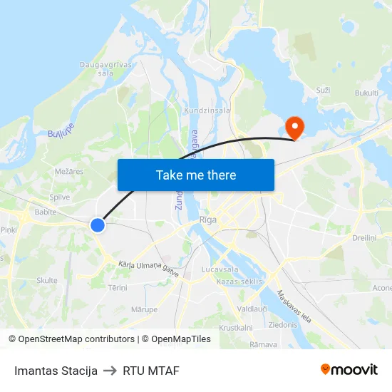 Imantas Stacija to RTU MTAF map