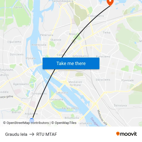 Graudu Iela to RTU MTAF map
