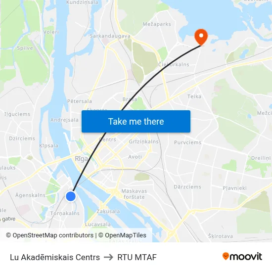 Lu Akadēmiskais Centrs to RTU MTAF map