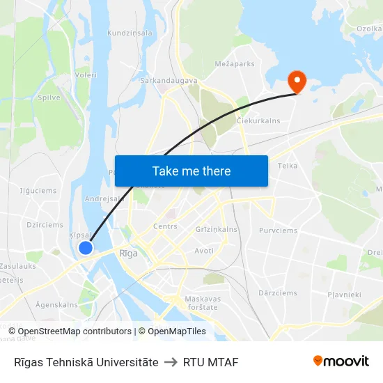 Rīgas Tehniskā Universitāte to RTU MTAF map