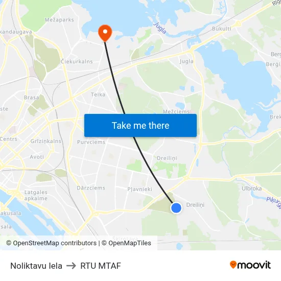 Noliktavu Iela to RTU MTAF map