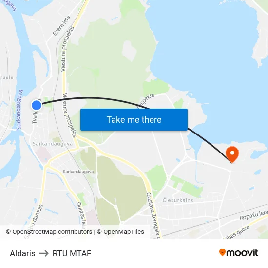 Aldaris to RTU MTAF map