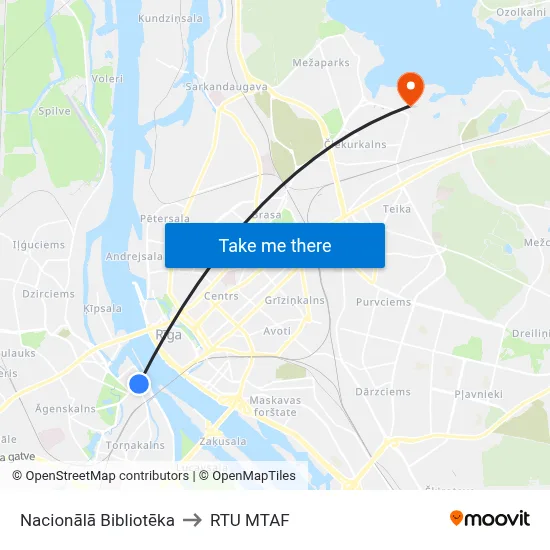 Nacionālā Bibliotēka to RTU MTAF map