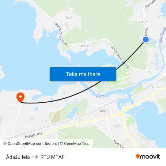 Ādažu Iela to RTU MTAF map