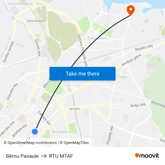 Bērnu Pasaule to RTU MTAF map