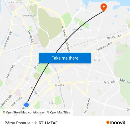 Bērnu Pasaule to RTU MTAF map