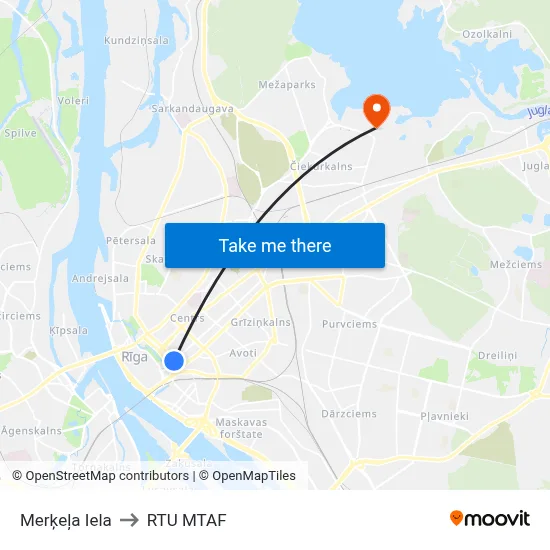 Merķeļa Iela to RTU MTAF map