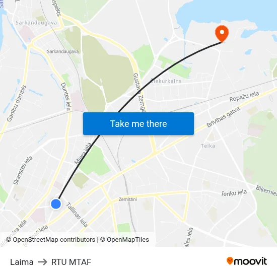 Laima to RTU MTAF map