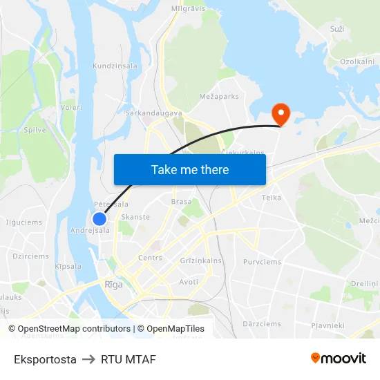 Eksportosta to RTU MTAF map