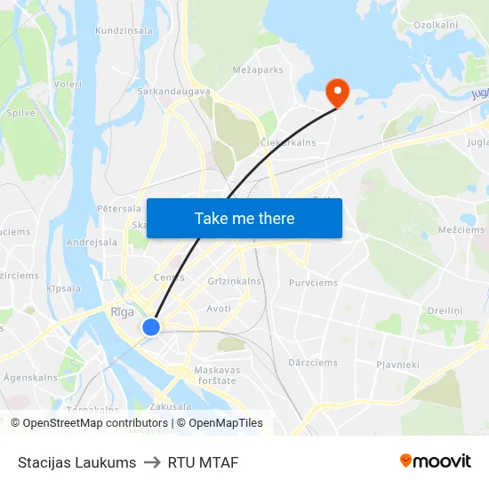 Stacijas Laukums to RTU MTAF map