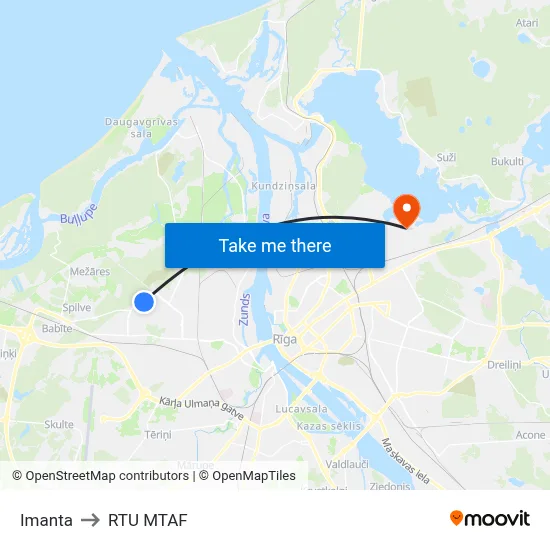 Imanta to RTU MTAF map
