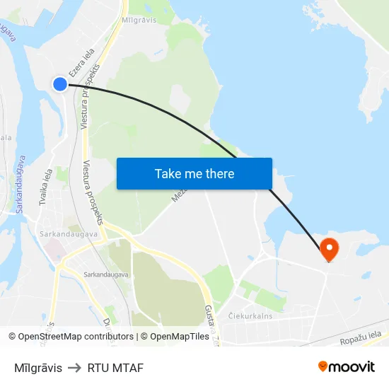 Mīlgrāvis to RTU MTAF map