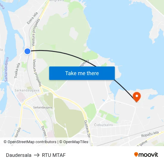 Daudersala to RTU MTAF map