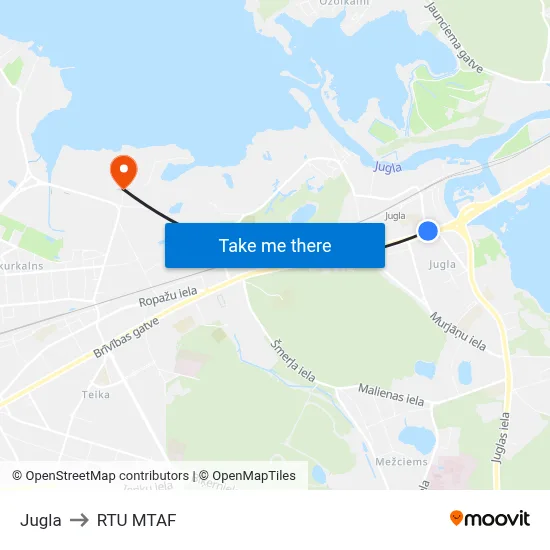 Jugla to RTU MTAF map