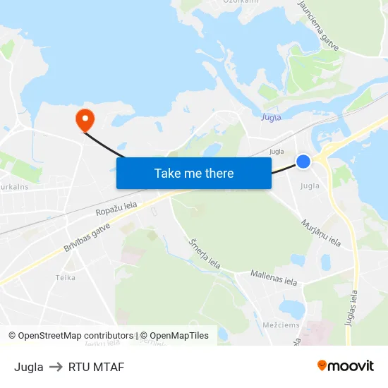Jugla to RTU MTAF map