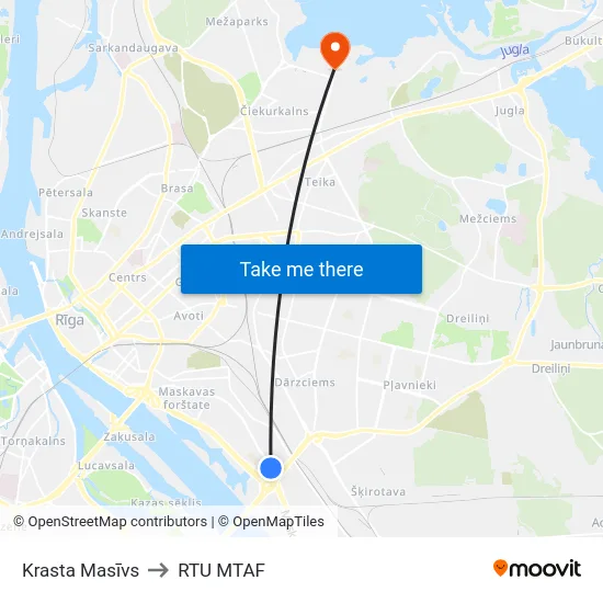 Krasta Masīvs to RTU MTAF map