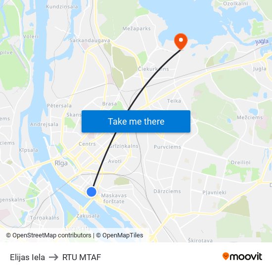 Elijas Iela to RTU MTAF map