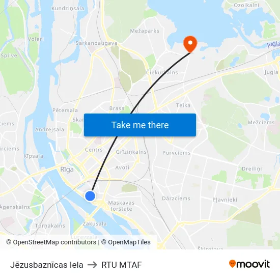 Jēzusbaznīcas Iela to RTU MTAF map