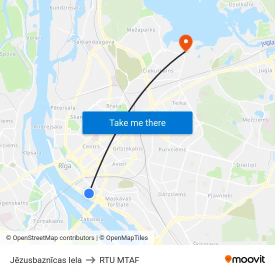 Jēzusbaznīcas Iela to RTU MTAF map