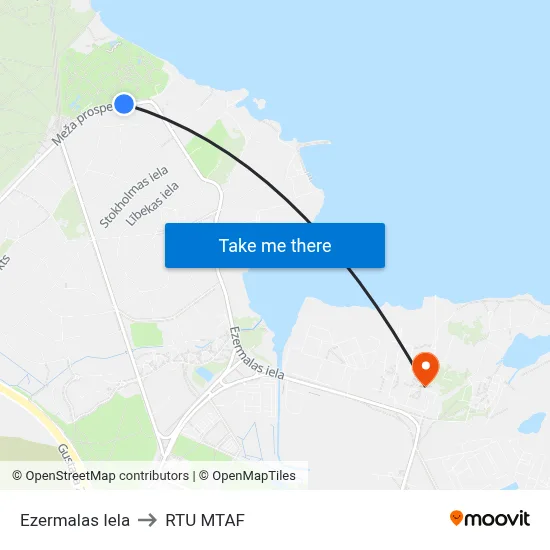 Ezermalas Iela to RTU MTAF map