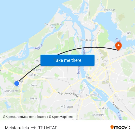 Meistaru Iela to RTU MTAF map