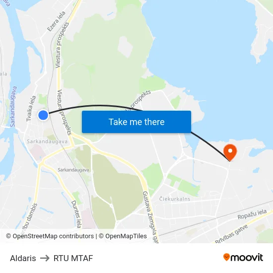 Aldaris to RTU MTAF map